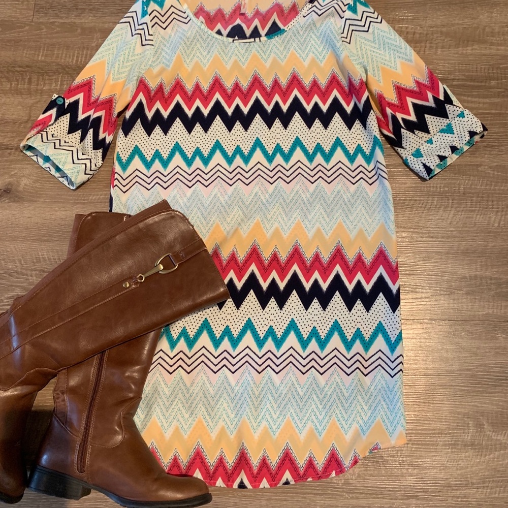 Small Multi Color Chevron Shift Dress